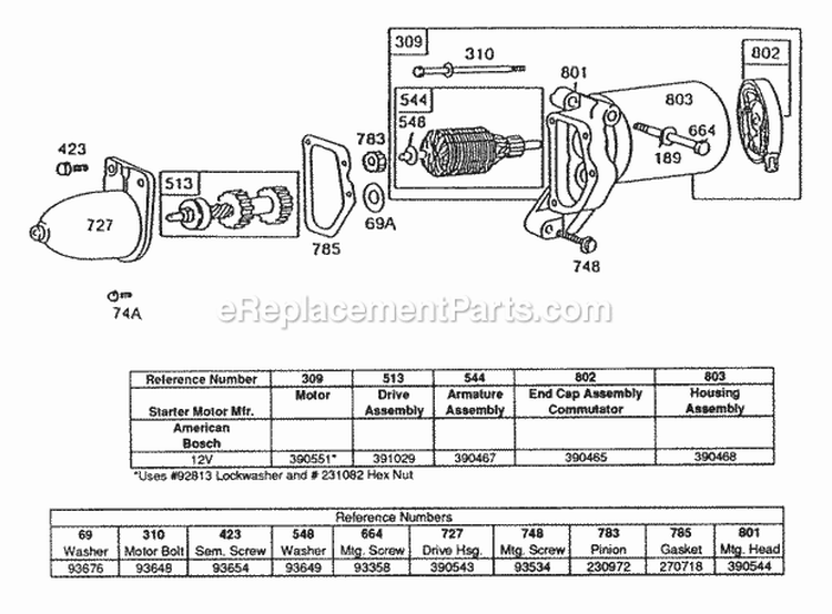 Electric Starter And Chart Diagram and Parts List for 132436-0229-01  Briggs and Stratton Engine